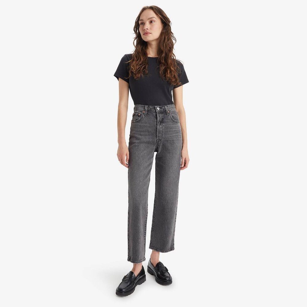 Levi's Premium Reicage Straight Ankle Jeans - Washed Black (Size 28)